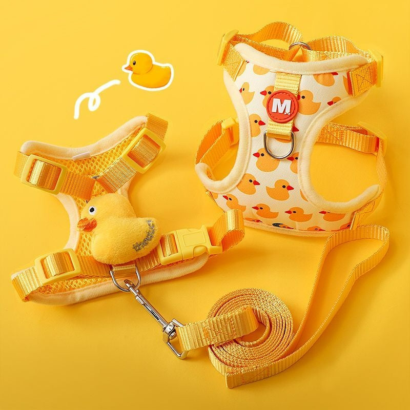 Cartoon Duck Dog Harness and Leash Set