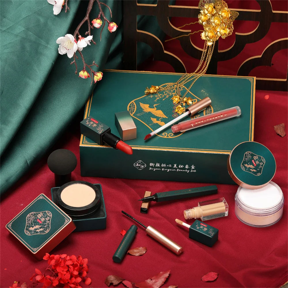 Elegant 8-Piece Chinese Makeup Set Gift Box – Eyeliner & Lipstick Collection