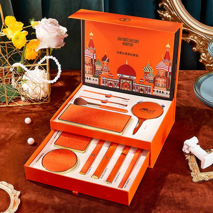 luxury orange makeup cosmetics set with Chinese style