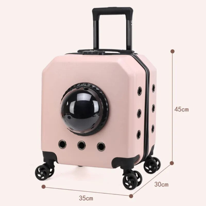 Air Box Case Carrier Transparent Capsule Pet Travel Trolley