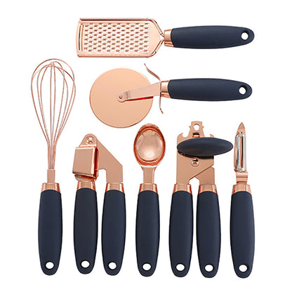 4-7PCS Rose Gold Garlic Press Pizza Cutter Kitchen Gadget Set