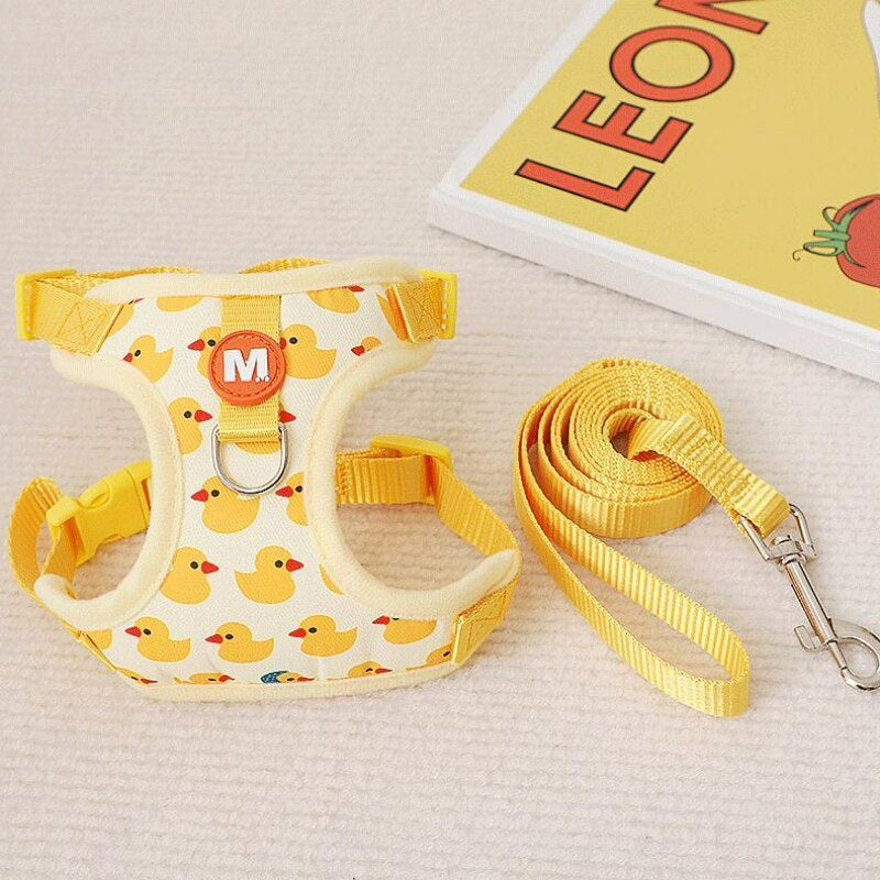 Cartoon Duck Dog Harness and Leash Set