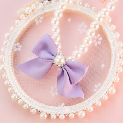 Adjustable Pearl Pet Collar with Bell and Bow